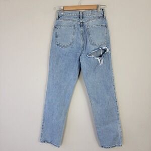 Revice Jeans Women Sz 27 Light Wash Button Fly High Rise Distressed Mom Preppy